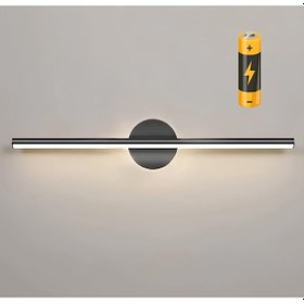 Resim Modern Kablosuz Tak Çalıştır Ledli Pilli Aplik Banyo Tablo Ayna Duvar Aydınlatma Siyah Pil Dahildir Siyah 