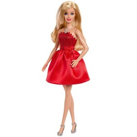 Resim Barbie 80.Yıl Kırmızı Elbiseli Bebek JGD25 