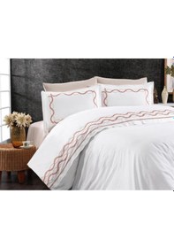 Resim Başak Nakışlı %100 Pamuk Çift Kişilik Nevresim Takımı Tarçın Tarçın 