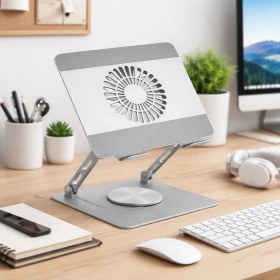 Resim CoverZone K8 | Şok Soğutma Profesyonel Dizüstü Bilgisayar Notebook Soğutucu Laptop Stand Oyuncu Laptoplarına Özel Tek Büyük Fanı Ile Hızlı Soğutma 1 Type-C Giriş 360 Derece Döner 