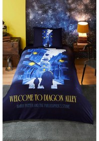 Resim Özdilek Harry Potter Alley Tek Kişilik Lisanslı Lastikli Çocuk Nevresim Takımı Lacivert 
