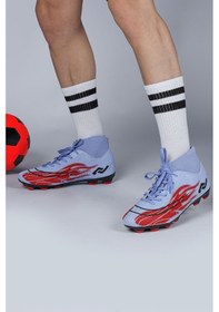 Resim Jump 29676 Çoraplı Mor - Kırmızı Çim Halı Saha Krampon Futbol Ayakkabısı 