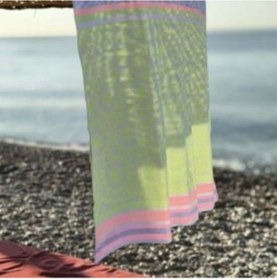 Resim Pamuklu Neon Sarı Peştamal Havlu 170x95 Cm 