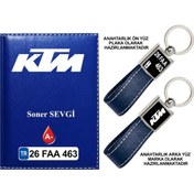 Resim Plakanıza Özel Ktm Logolu Lacivert Ruhsat Kabı Ve Anahtarlık 