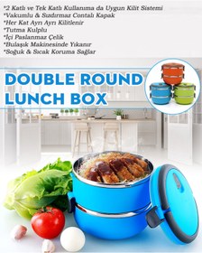 Resim KURCH Mavi Yemek Termosu Freshbox Diyet Sefer Tası Vakumlu 0,75 Litre Saklama Kabı 