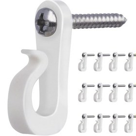 Resim Qingmipy Beyaz Plastik Döşeme İçi İğne Kanca, Aydınlatma Ve Bitki Askıları İçin, 15 Adet Kanca + 15 Adet Vida, Plastik Kutuda Paketlendi 