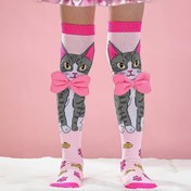 Resim 1 Çift Kız Çocukları İçin Diz Üstü Çoraplar Sevimli Kedi Tasarımı & Pembe Fiyonklar - Canlı Pembe Her Mevsim Polyester Çoraplar Partiler, Okul, Spor, Günlük Kullanım için - Sadece Elde Yıkama, Kız Çorapları, Eğlenceli Çorap Tasarımı, Dayanıklı Malzeme, Yumuşak Dokulu 