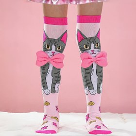 Resim 1 Çift Kız Çocukları İçin Diz Üstü Çoraplar Sevimli Kedi Tasarımı & Pembe Fiyonklar - Canlı Pembe Her Mevsim Polyester Çoraplar Partiler, Okul, Spor, Günlük Kullanım için - Sadece Elde Yıkama, Kız Çorapları, Eğlenceli Çorap Tasarımı, Dayanıklı Malzeme, Yumuşak Dokulu 