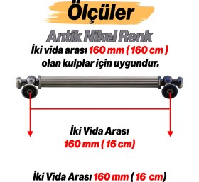 Resim Badem10 Selçuklu Antik Nikel Metal Kulp 160 mm Mobilya Çekmece Mutfak Dolabı Dolap Kapak Kulpu 