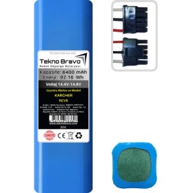 Resim Tekno Bravo (Karcher Rcv5 Uyumlu) 6400MAH 92,16WH Robot Süpürge Yedek Bataryası 