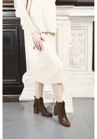 Resim Gönderi R Kahve Antik Fermuarlı Kalın Topuklu Hakiki Deri Postal Bot Kahve 