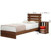 Resim Pasifichome Huga Tek Kişilik Ahşap Karyola Komodin Takım Ceviz 90 Cm 