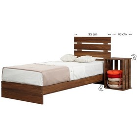 Resim Pasifichome Huga Tek Kişilik Ahşap Karyola Komodin Takım Ceviz 90 Cm 