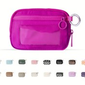 Resim Kadın Moda Naylon Cüzdanı Kimlik Kartı Penceresi ile, Günlük Tarz, Fermuarlı Kapatma 