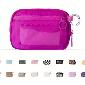 Resim Kadın Moda Naylon Cüzdanı Kimlik Kartı Penceresi ile, Günlük Tarz, Fermuarlı Kapatma 
