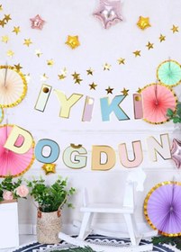 Resim Çok Renkli Pastel İyi Ki Doğdun Banner - Çok Renkli / Tek Ebat 