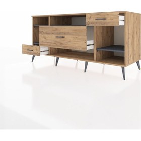 Resim Kronos Konsol 4 Raflı 3 Çekmeceli 176x59x83 Çam-antrasit/çam Antrasit/çam 
