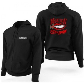 Resim Maneskin Zitti E Buoni Siyah Fermuarlı Limited Edition Kapşonlu Sweatshirt Siyah 