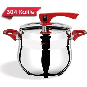 Resim Hazar Pazar Orkide Düdüklü Tencere 13 Litre 18/10 Cr.ni Kırmızı Kulp 