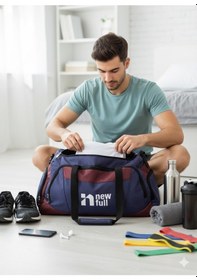 Resim Newfull Sport Kanvas Seyahat Ve Spor Çantası-Ortaboy Lacivert-Kırmızı Lacivert - Kırmızı 