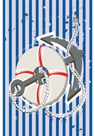 Resim Dijital Baskılı Mavi Can Simidi Desenli Dekoratif Yıkanabilir Kaymaz Taban Çocuk Halısı Çok Renkli 