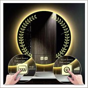 Resim Dnr-Mirror60 Cm Günışığı Ledli Tasarım Kumlamalı Dokunmatik Tuşlu Buğu Önleyicili Banyo Aynası Makyaj Aynası 
