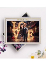 Resim Bk Gift Kişiye Özel Sevgili Karikatürlü 1000 Parça Profesyonel Puzzle-12, 1000 Puzzle, Sevgililer Günü Hediyesi, Sevgiliye Hediye Kobitmeyencom36182 B 