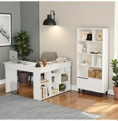 Resim Robin Home Çalışma Masası & Kitaplık 2'li Set Beyaz Beyaz Beyaz 