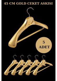 Resim 5 Adet Plastik Gold Renk Yüksek Kalite Ceket Askısı Elbise Askısı Altın 