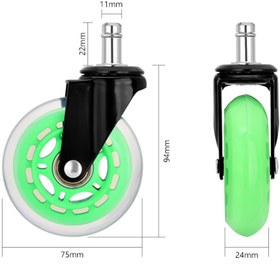 Resim Karr Gaming S-Wheels Motion Silikon Oyuncu Koltuğu Tekeri 75mm - Yeşil | Ofis Koltuk Tekeri | Sessiz 