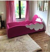 Resim Puf Bebe Montessori Her Tarafı Yumuşacık Puf 90x190 Bulut Tasarımlı Bebek Ve Çocuk Yatağı 