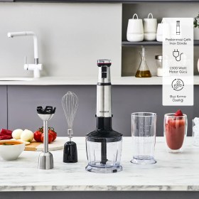 Resim Karaca Inox Quick Mix Hız Ayarlı 1300W El Blender Set - 9637B 