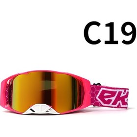 Resim Ccgloball Motosiklet Arazi Gözlüğü Gözlük Bisiklet Gözlüğü C19 Pembe Çerçeve Beyaz Burun Kırmızı Lens 