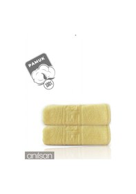 Resim 2'li Greek Sarı El Havlusu - 50x90 Cm, 225 Gr, %100 Pamuk, Spa Ve Otel Havlusu Sarı 