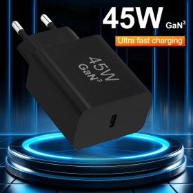 Resim Samsung USB C Şarj Cihazı için, GAN 45W Ultra Hızlı AC Adaptörü, TYPE C Adaptörü, iPhone, Xiaomi, vivo için Hızlı Şarj Cihazı - Siyah 