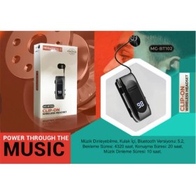 Resim Genel Markalar Mg-Bt102 Clıp-On Makaralı Digital Göstergeli Bluetooth Kablosuz Kulaklık 