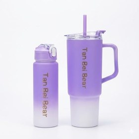 Resim 2’li Matara ve Pipetli Mug Bardak Seti - 900 ml Spor Suluk + 1500 ml Pipetli Termal Mug Bardak, Günlük Kullanım İçin İçecek Seti 