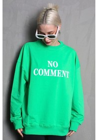 Resim Madmext Açık Yeşil Bisiklet Yaka Baskılı Oversize Kadın Sweatshirt Mg1902 Açık Yeşil 