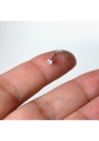 Resim Cerrahi Çelik Silver Renk Tek Taş Burun Piercingi Nostril Screw Ç Renkli 