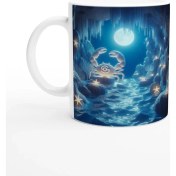 Resim Yengeç Burcu Baskılı Kahve Kupası - Astral Denizaltı Dünyası Vs3 