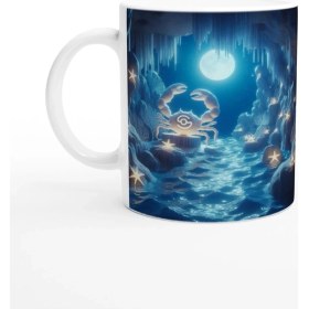 Resim Yengeç Burcu Baskılı Kahve Kupası - Astral Denizaltı Dünyası Vs3 