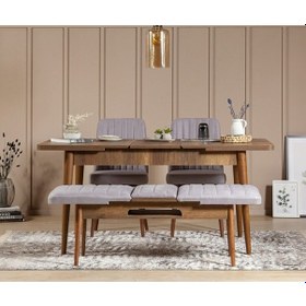 Resim Palermo Benchli Yemek Masası Takımı Ceviz Soho Gri 