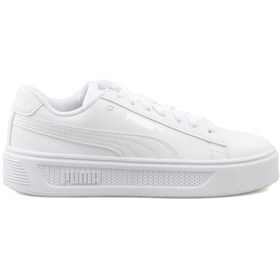 Resim Puma Smash Platform Kadın Beyaz / Gri Sneaker 