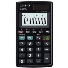 Resim Casio SL-797TV-BK 8 Hane Siyah Cep Tipi Hesap Makinesi 