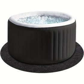 Resim 1 adet, Yuvarlak Sıcak Küvet Matı, Büyük Yıkanabilir Yer Üstü Koruyucu Ped Su Emici Su Geçirmez Kaymaz Arka Planla, Aşağıdaki Taşınabilir Spa Havuzu Aksesuarları İçin Dış Mekan İçin 