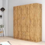 Resim 4 Kapılı Iki Çekmeceli Geniş Gardrop Çam - GRD0602 