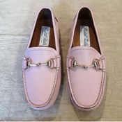 Resim Butik Tülin Kadın Hakiki Deri Pembe Altın Tokalı Kauçuk Geçme Dikiş Taban Loafer 