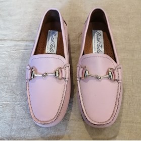 Resim Butik Tülin Kadın Hakiki Deri Pembe Altın Tokalı Kauçuk Geçme Dikiş Taban Loafer 