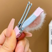 Resim Kızlar için 2 adet Sevimli Peluş Kedi Kulaklı Saç Tokası, Şirin Tüylü Yan Tokalar, Mükemmel Tatil Aksesuarı 
