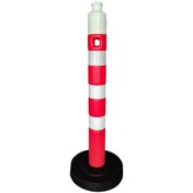 Resim İleri Trafik Kauçuk Tabanlı Kırmızı Uyarı Dikmesi, 3 Reflektifli - 120 x 12 cm 